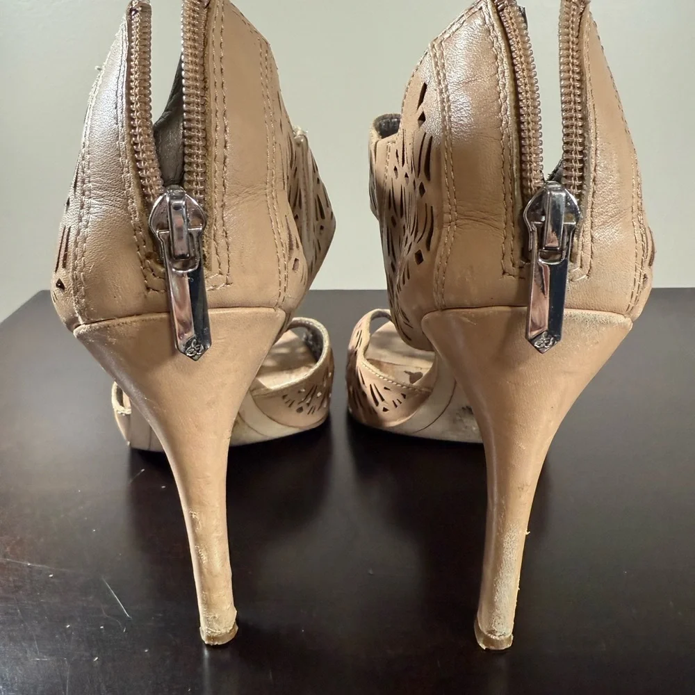 Sam Edelman Leather‎ Stiletto Heel Sandals zip back Sz:9 Mobwife